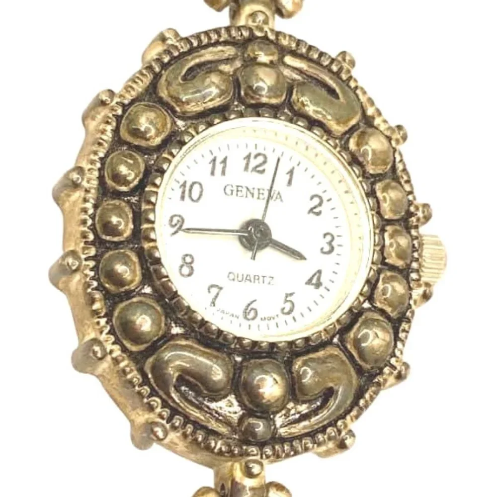 Retro Geneva Quartz Japan Movement glass beaded bracelet watch with toggle bar c - Picture 1 of 6